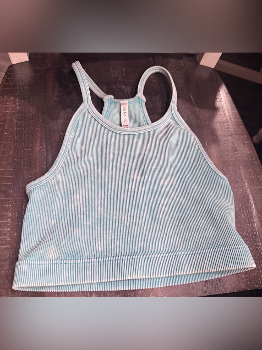 Zenana Outfitters Light Aqua Ribbed Racerback Tank-1X/2X